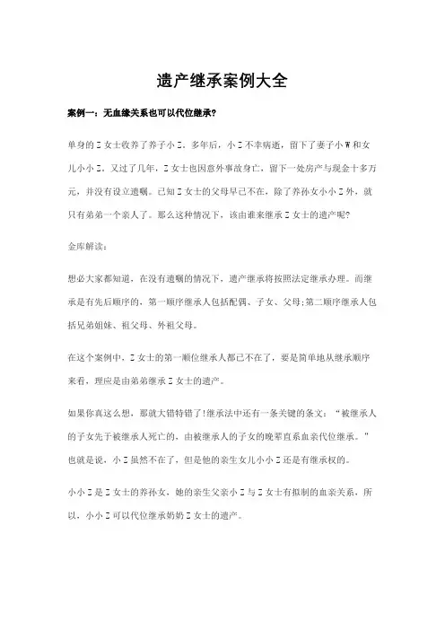 遗产继承案例大全