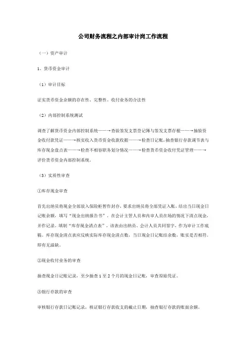 公司财务流程之内部审计岗工作流程