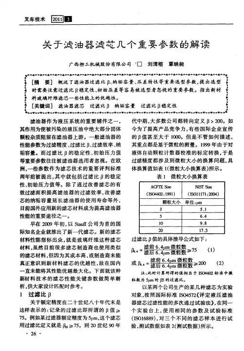 关于滤油器滤芯几个重要参数的解读