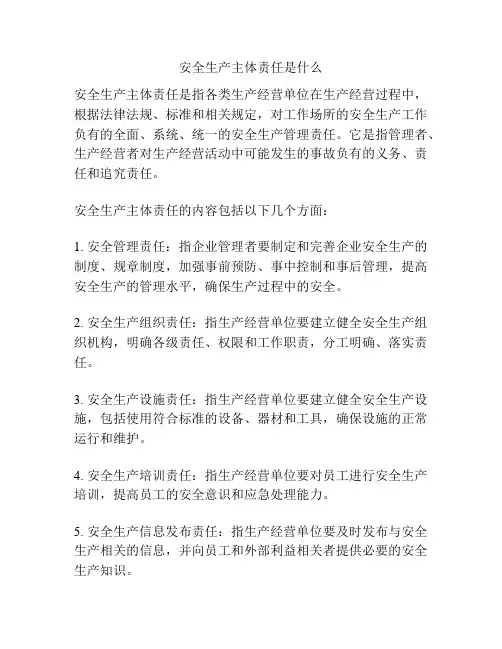 安全生产主体责任是什么