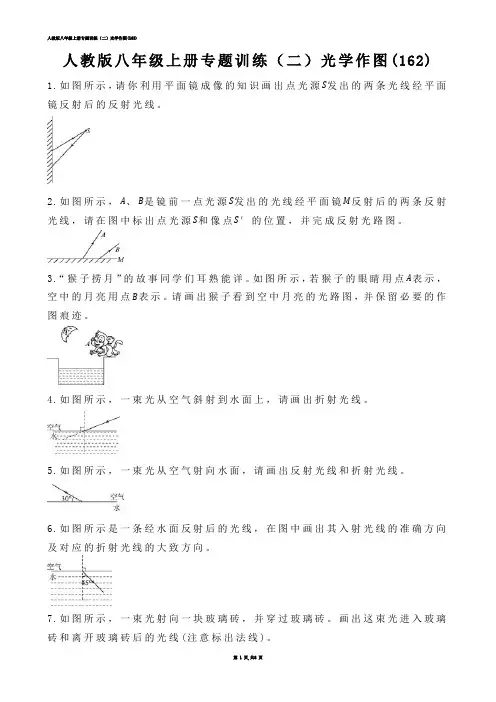 【初中物理】人教版八年级上册专题训练（二）光学作图(练习题)