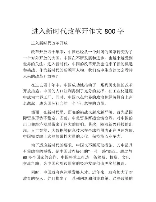 进入新时代改革开作文800字