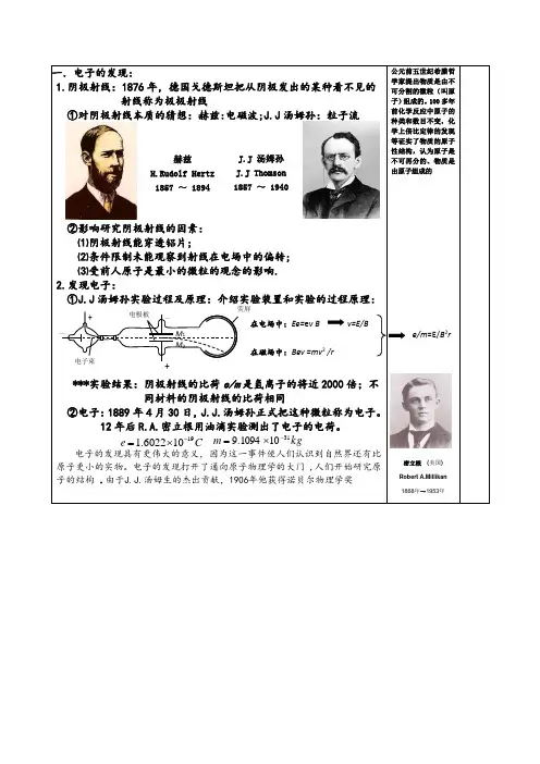 电子的发现 教案