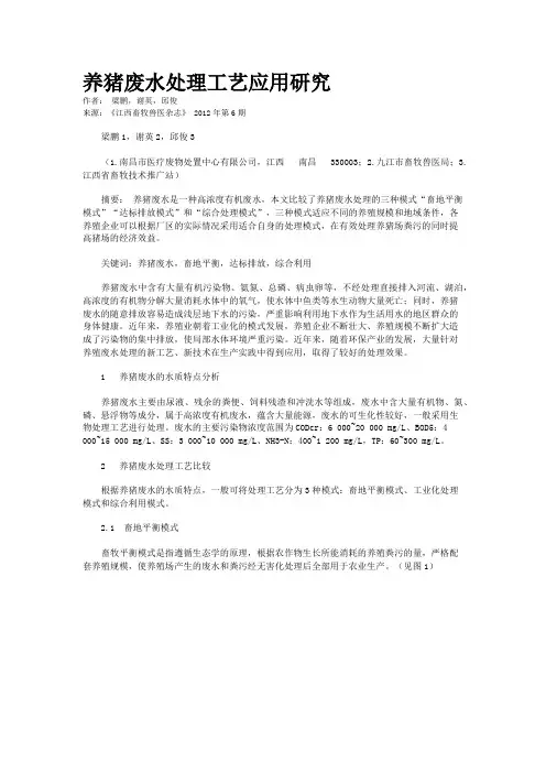 养猪废水处理工艺应用研究