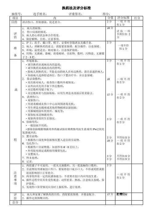 护士技术操作考核评分标准