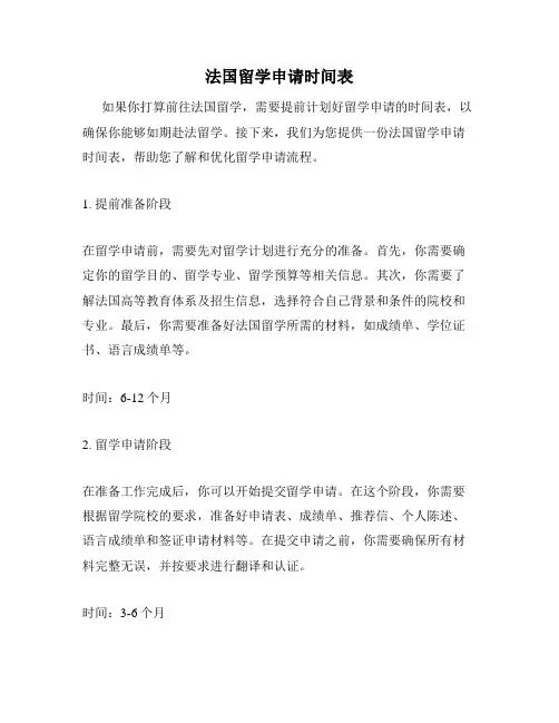 法国留学申请时间表