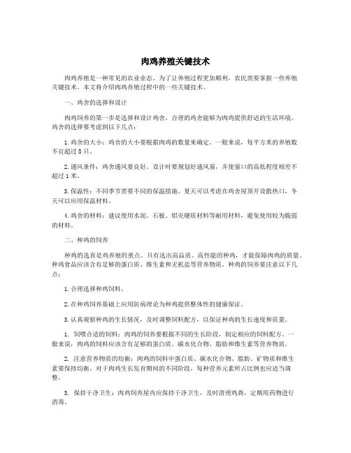 肉鸡养殖关键技术