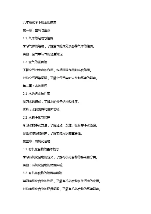 九年级化学下册全册教案