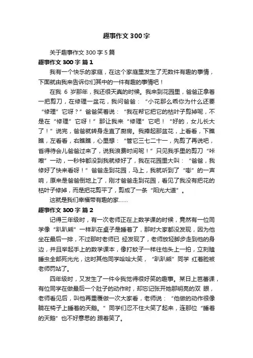 关于趣事作文300字5篇