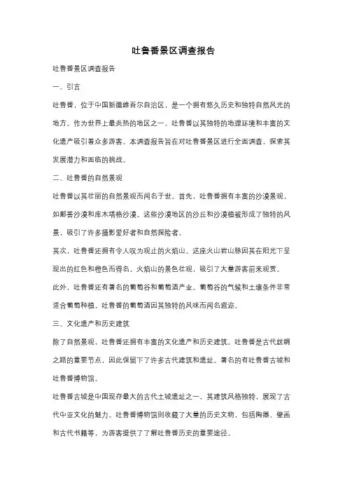 吐鲁番景区调查报告