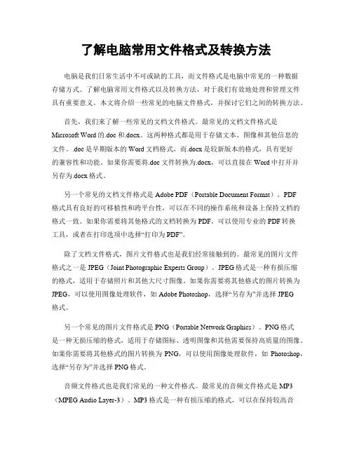 了解电脑常用文件格式及转换方法