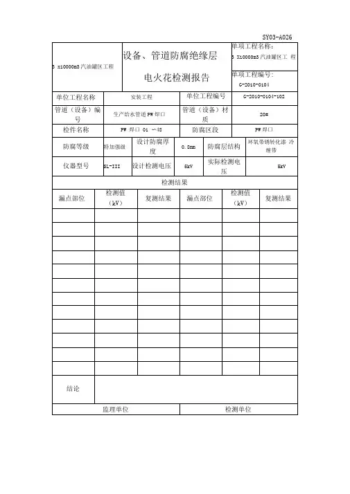 管道防腐电火花检测报告