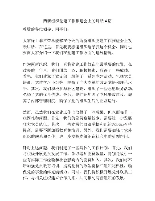 两新组织党建工作推进会上的讲话4篇