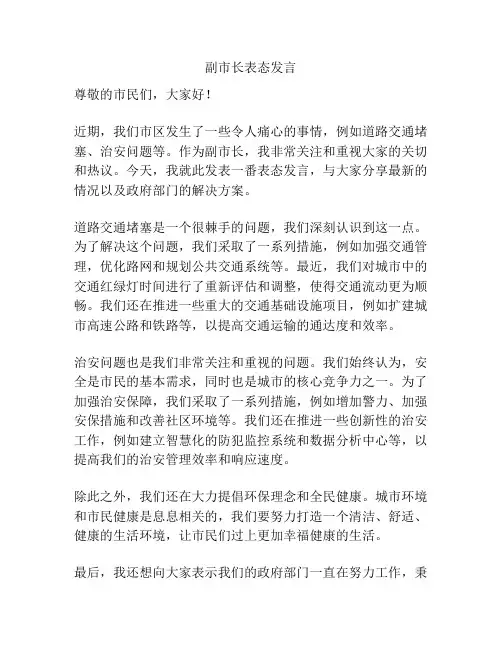 副市长表态发言   