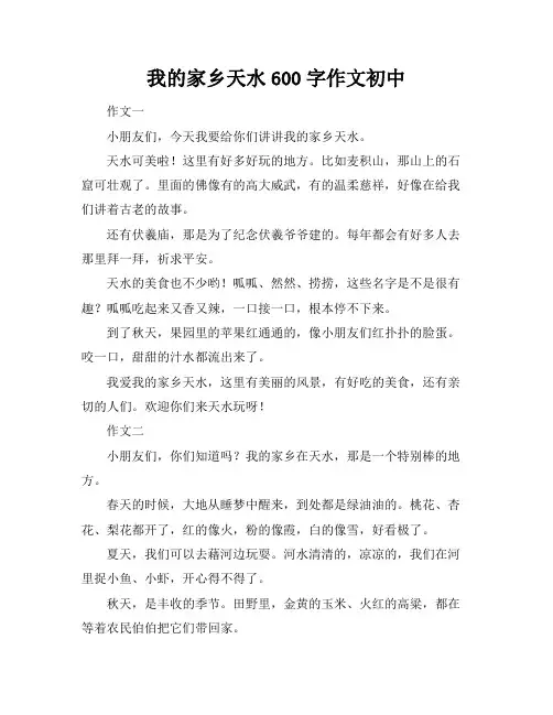 我的家乡天水600字作文初中