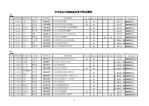 中石化京内加油站网点明细表
