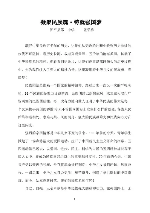 凝聚民族魂·铸就强国梦