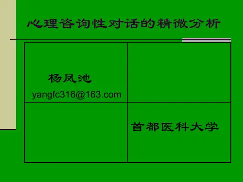 杨凤池—心理咨询对话的精微分析