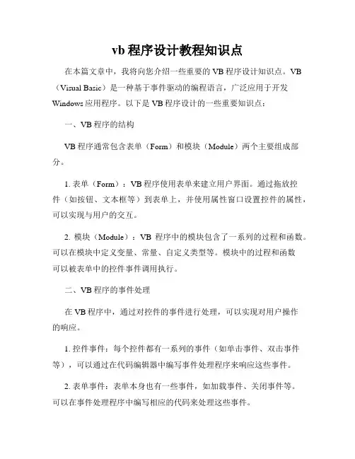 vb程序设计教程知识点