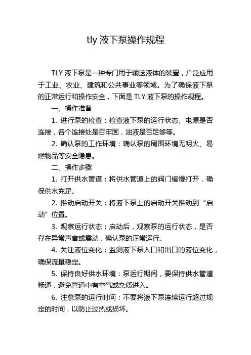 tly液下泵操作规程