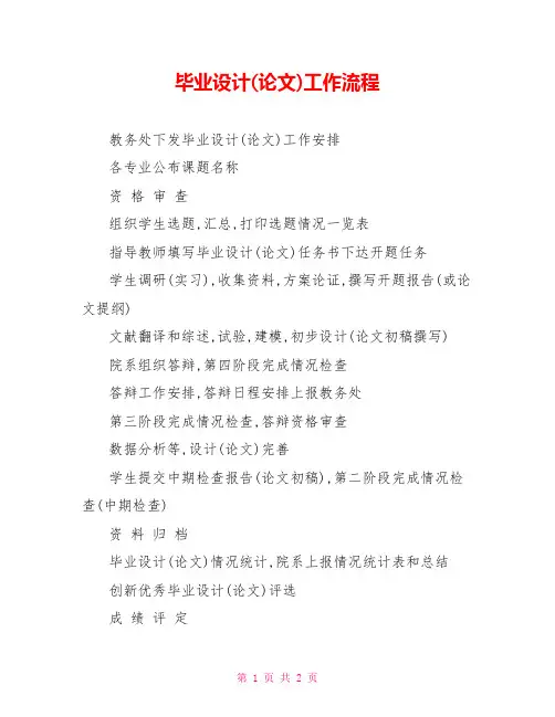 毕业设计(论文)工作流程