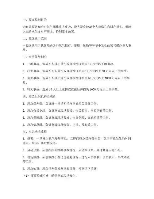 氧气爆炸重大事故应急预案