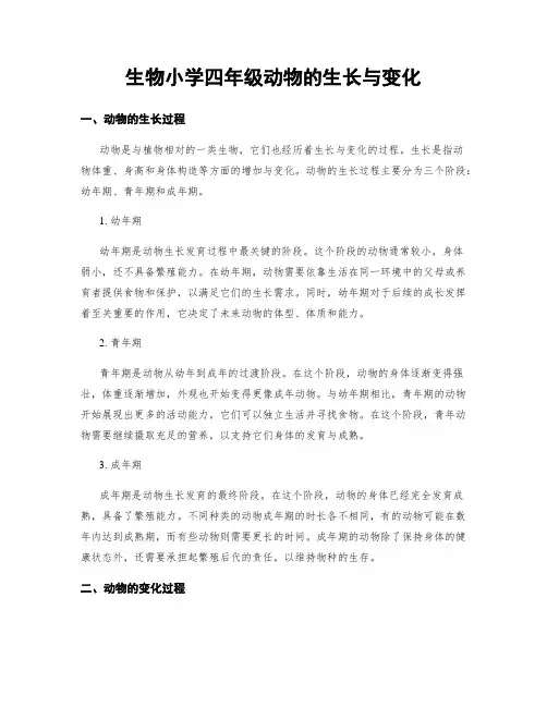 生物小学四年级动物的生长与变化