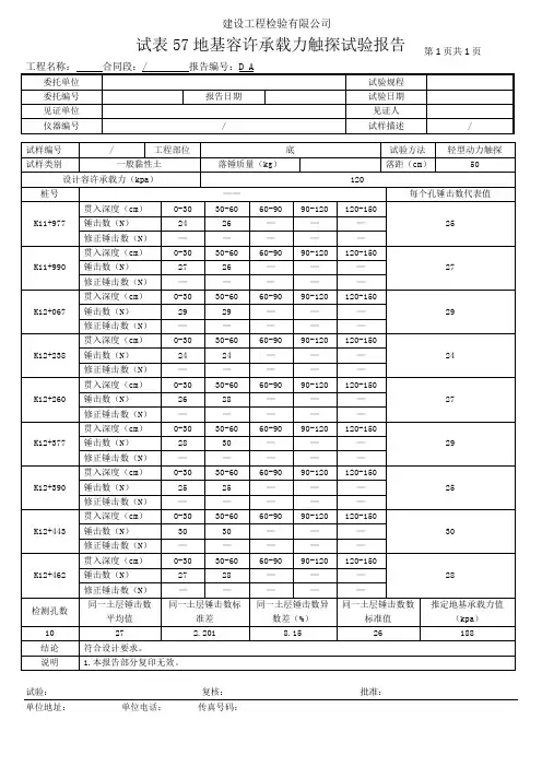 地基容许承载力触探试验报告