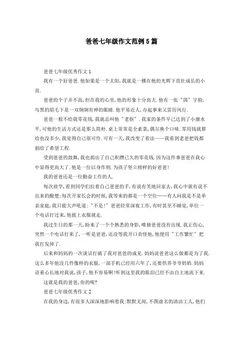 爸爸七年级作文范例5篇