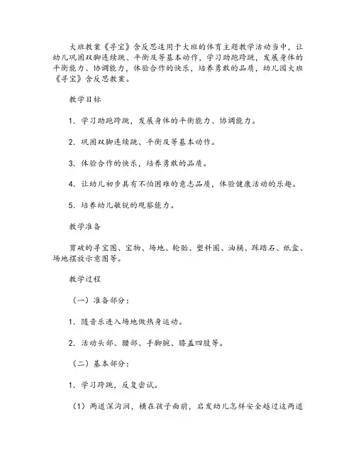 幼儿园大班教案《寻宝》含反思