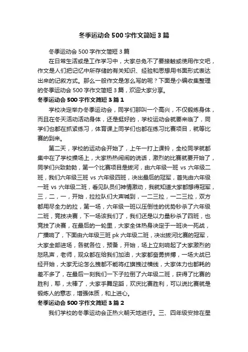 冬季运动会500字作文简短3篇