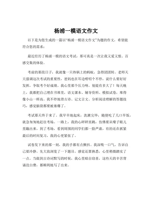 杨浦一模语文作文