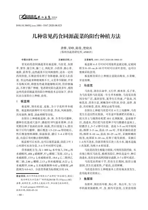 几种常见药食同源蔬菜的阳台种植方法