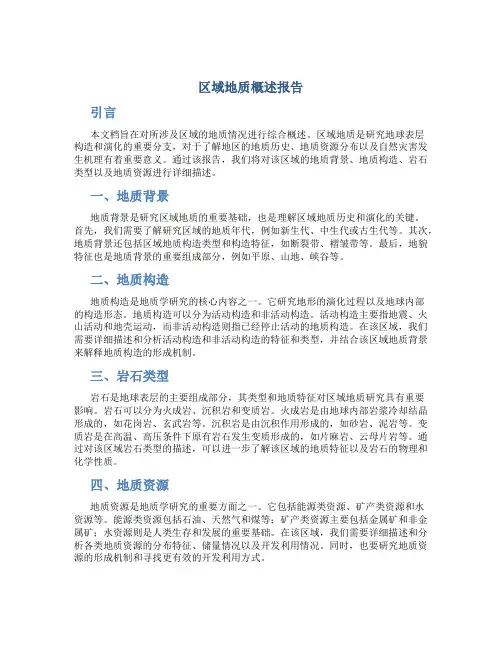 区域地质概述报告