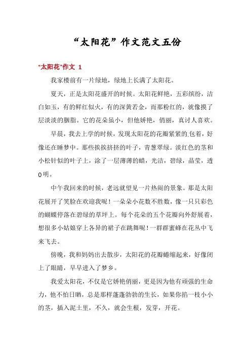 “太阳花”作文范文五份