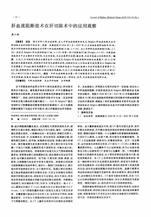 肝血流阻断技术在肝切除术中的应用观察
