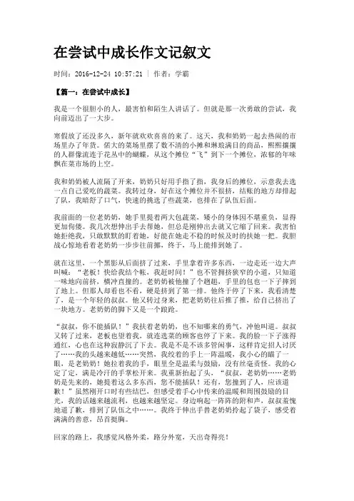 在尝试中成长作文记叙文