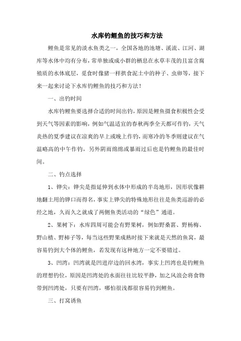 钓鱼技巧：水库钓鲤鱼的技巧和方法