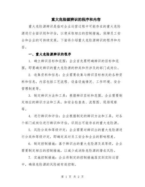 重大危险源辨识的程序和内容