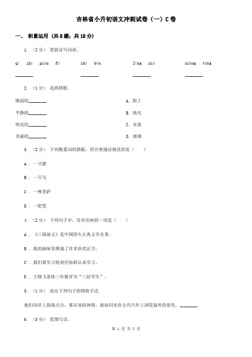 吉林省小升初语文冲刺试卷(一)C卷