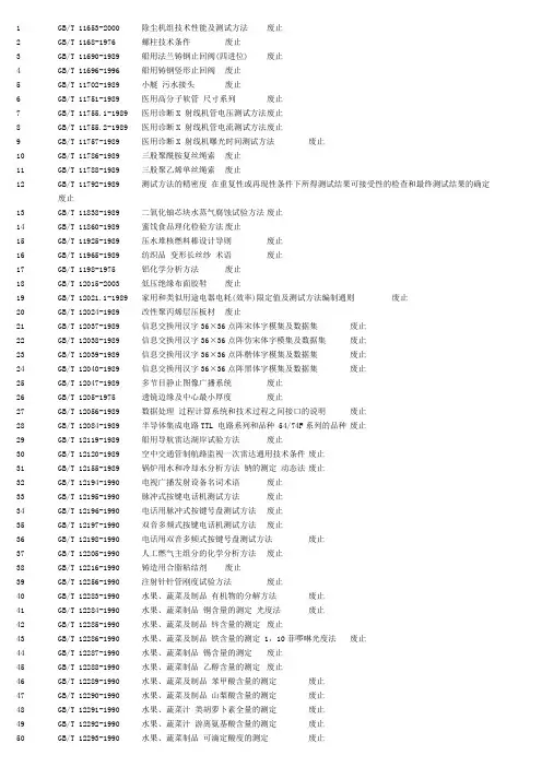国家标准废止清单