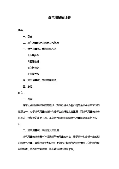 燃气用量统计表