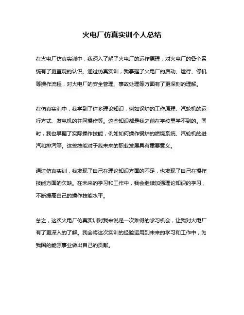 火电厂仿真实训个人总结