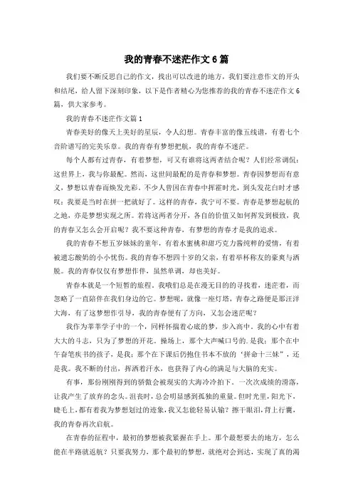 我的青春不迷茫作文6篇