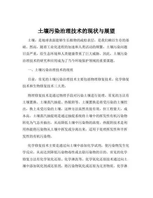 土壤污染治理技术的现状与展望