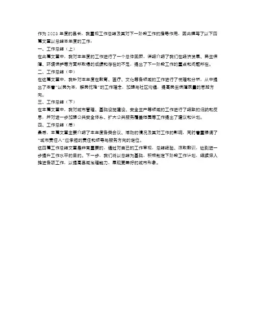 2023县长工作总结4篇