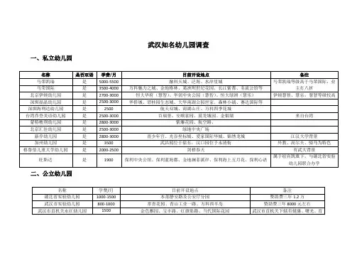 关于武汉幼儿园的调查