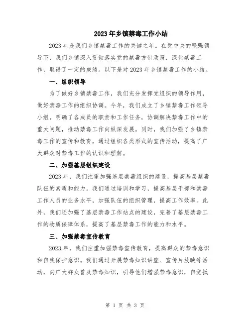 2023年乡镇禁毒工作小结