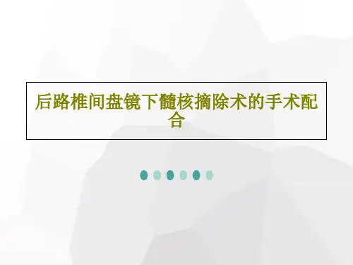 后路椎间盘镜下髓核摘除术的手术配合36页PPT