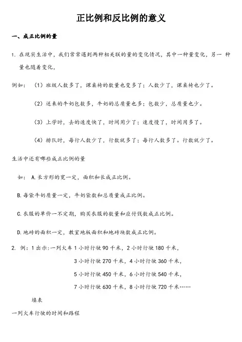 六年级数学正比例和反比例的意义性质+练习+总结